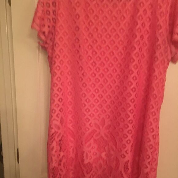 Isaac Mizrahi bright pink lace dress size L - Picture 1 of 5